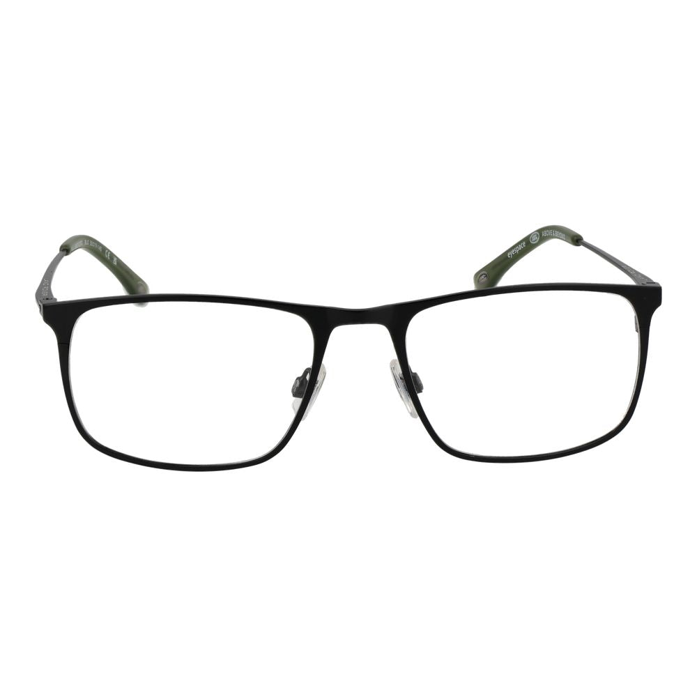 Land Rover black stainless steel glasses frames with sleek design and clear lenses, featuring the Land Rover logo on the temples.