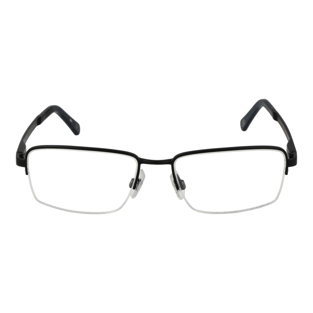 Land Rover black stainless steel glasses frames with sleek design and clear lenses, suitable for stylish eyewear.