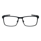 Land Rover black stainless steel glasses frames with sleek design and clear lenses on a white background.