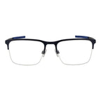 Land Rover blue stainless steel eyeglasses frames with sleek design and clear lenses, showcasing modern style and durable craftsmanship.