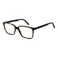 Andy Wolf brown acetate eyeglass frames showing a stylish, full-rim design with clear temples and a modern, sophisticated look.