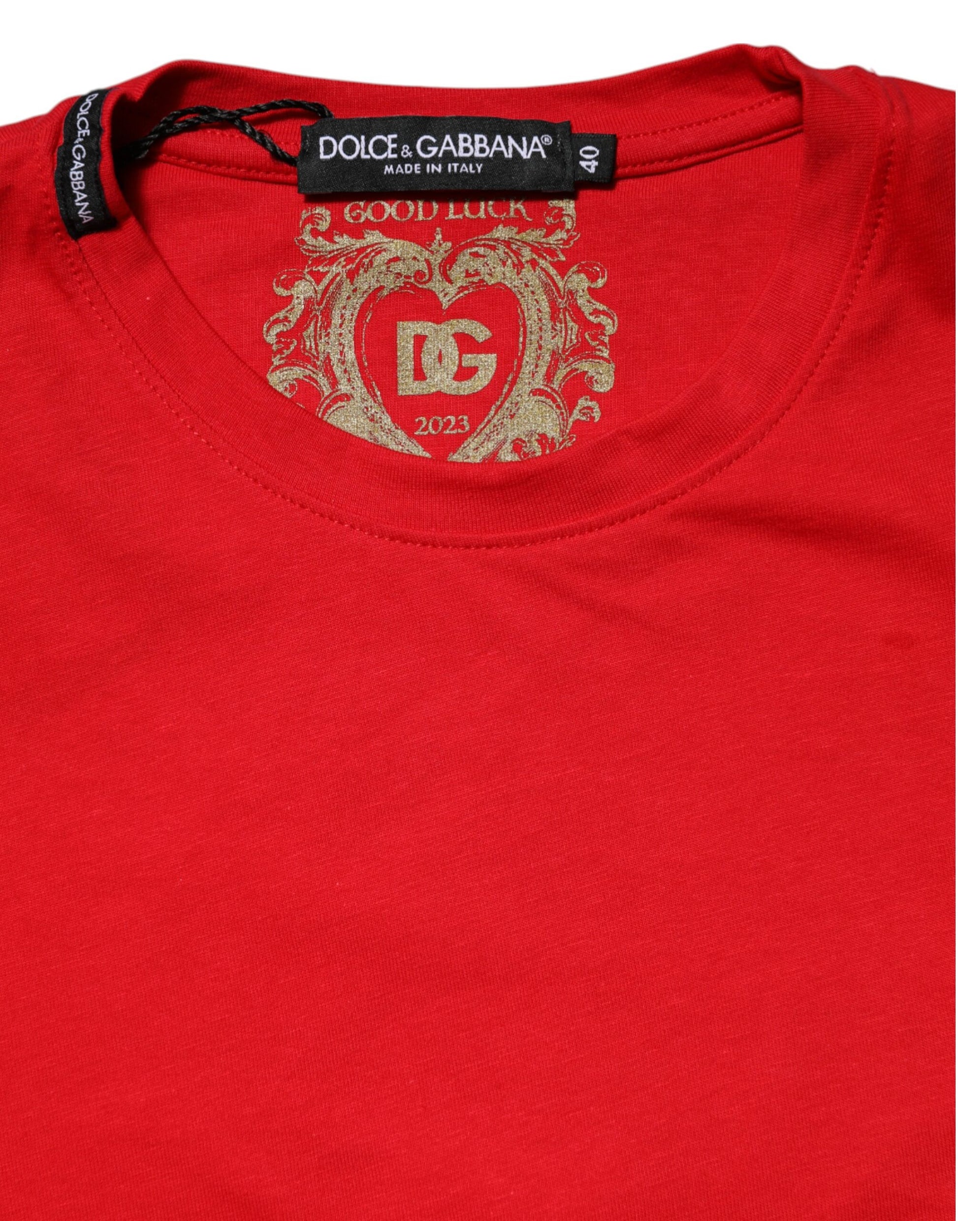 Dolce & Gabbana Red Cotton Crew Neck Short Sleeves Top T-shirt Dolce & Gabbana