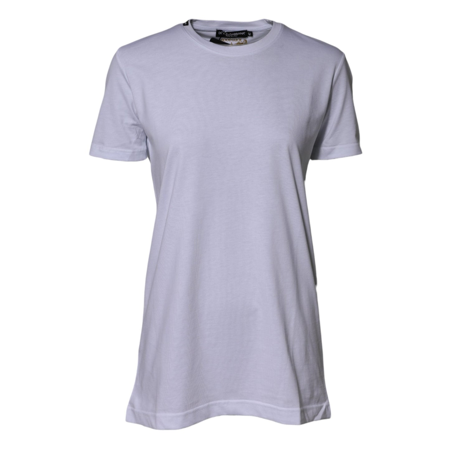 Dolce & Gabbana White Cotton Goodluck 2023 Crew Neck T-shirt
