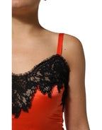 Dolce & Gabbana Red Black Lace Trim Silk Sleeveless Tank Top - Eljoys Fashion 