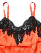 Dolce & Gabbana Red Black Lace Trim Silk Sleeveless Tank Top - Eljoys Fashion 
