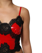 Dolce & Gabbana Red Black Lace Trim Polyester Sleeveless Tank Top - Eljoys Fashion 