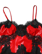 Dolce & Gabbana Red Black Lace Trim Polyester Sleeveless Tank Top - Eljoys Fashion 