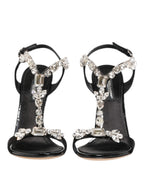 Dolce & Gabbana Black Keira Crystals Heels Sandals Shoes - Eljoys Fashion 