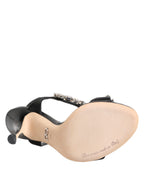 Dolce & Gabbana Black Keira Crystals Heels Sandals Shoes - Eljoys Fashion 