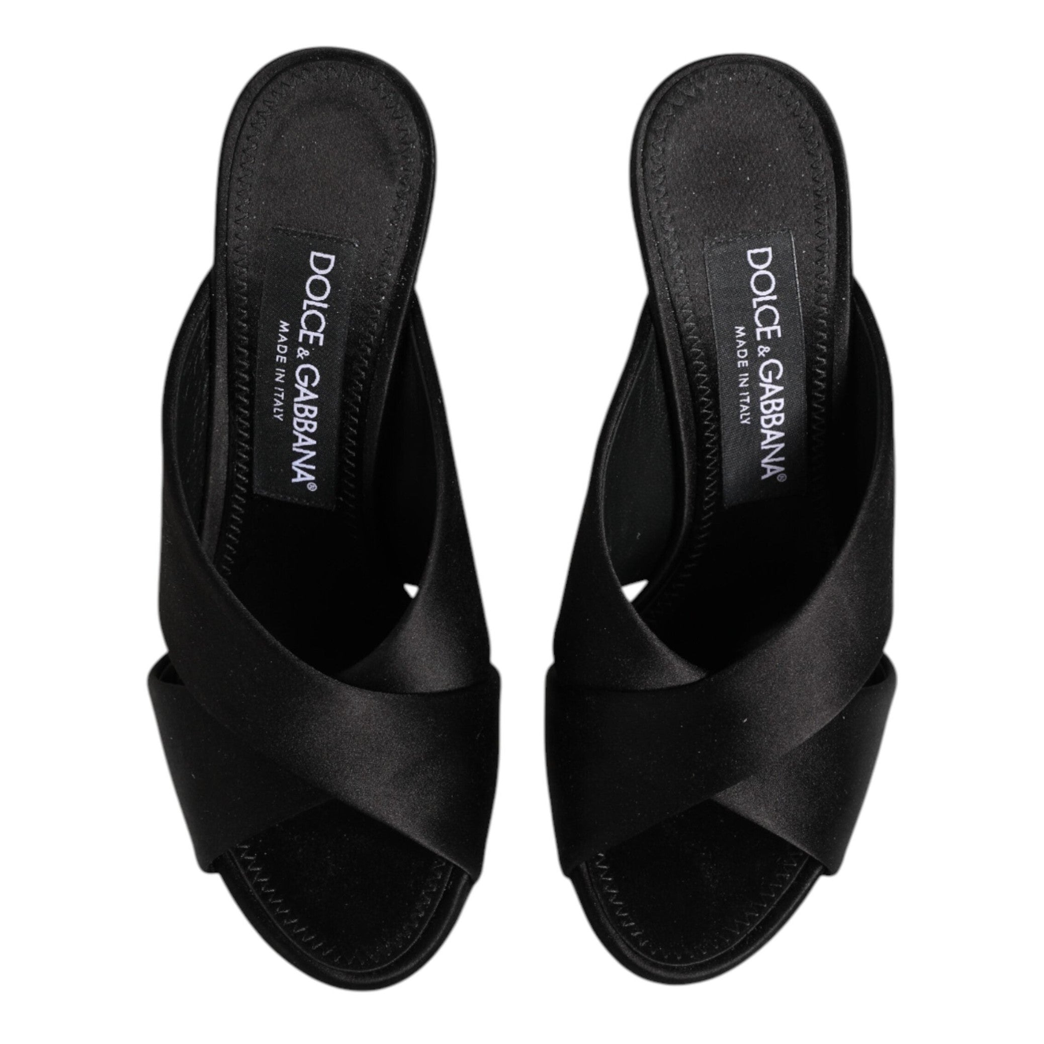 Dolce & Gabbana Black Logo KEIRA Satin Slides Sandals Shoes