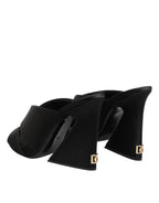 Dolce & Gabbana Black Logo KEIRA Satin Slides Sandals Shoes - Eljoys Fashion 