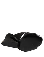 Dolce & Gabbana Black Logo KEIRA Satin Slides Sandals Shoes - Eljoys Fashion 