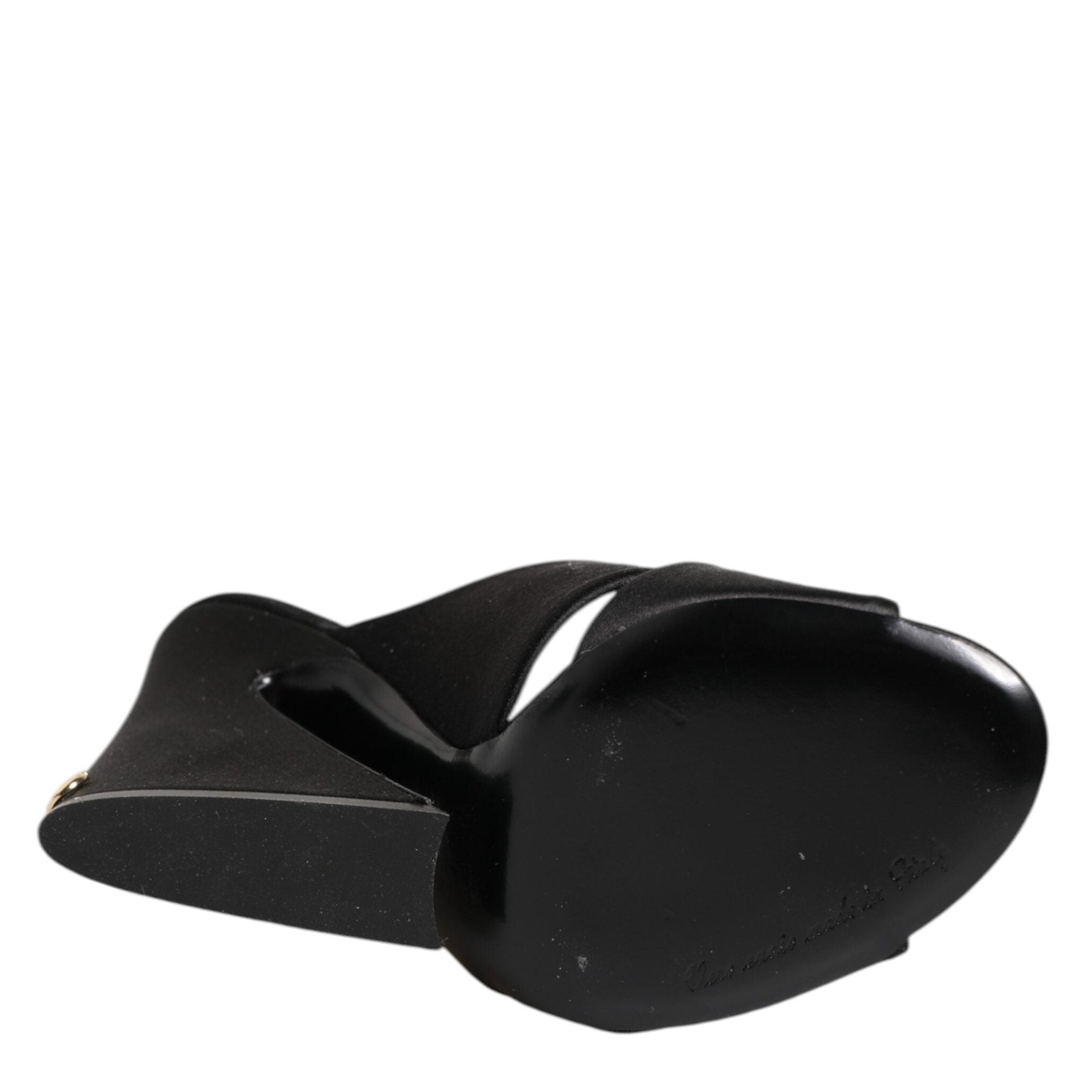 Dolce & Gabbana Black Logo KEIRA Satin Slides Sandals Shoes
