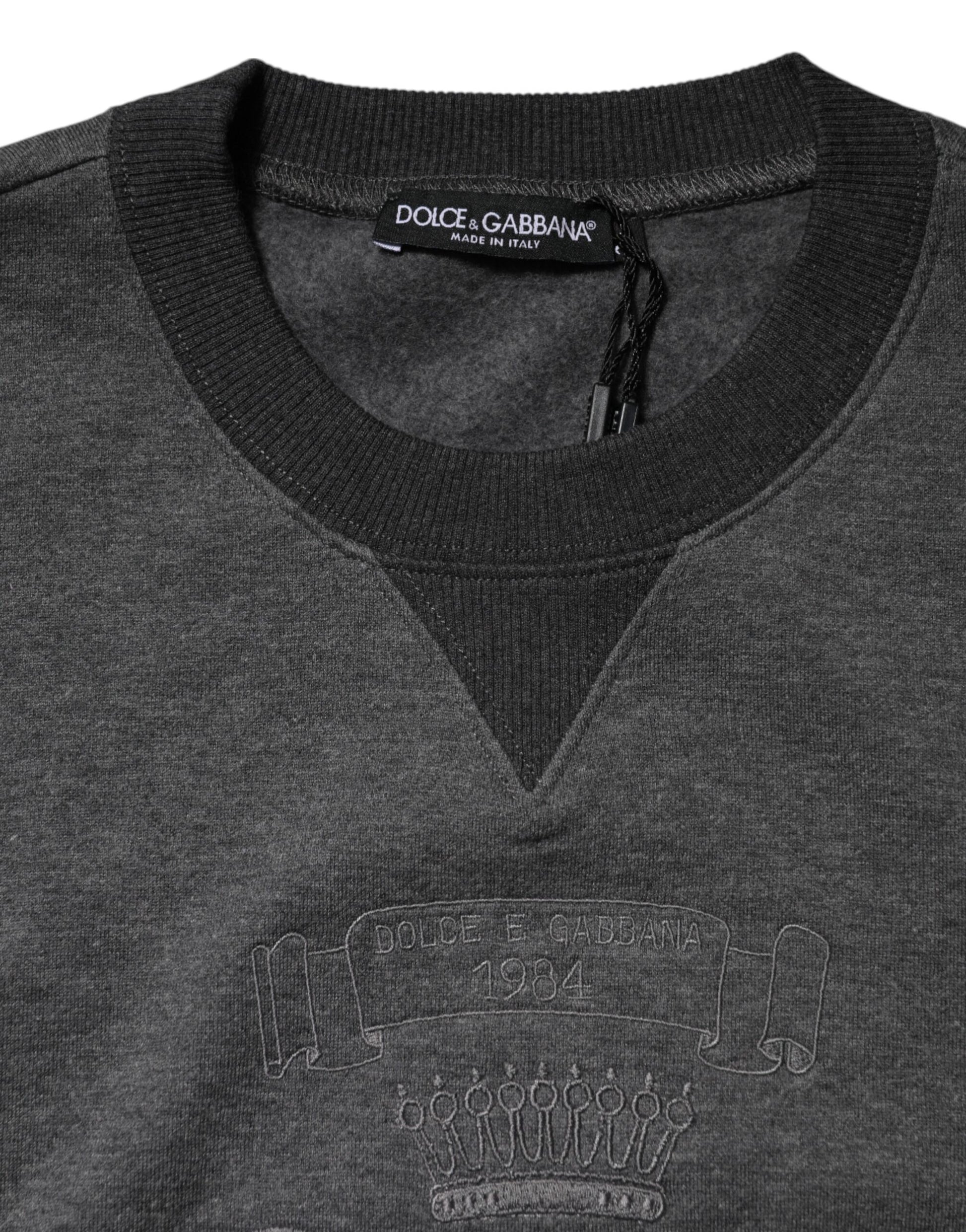 Dolce & Gabbana Gray DG Logo Embroidered Pullover Sweater