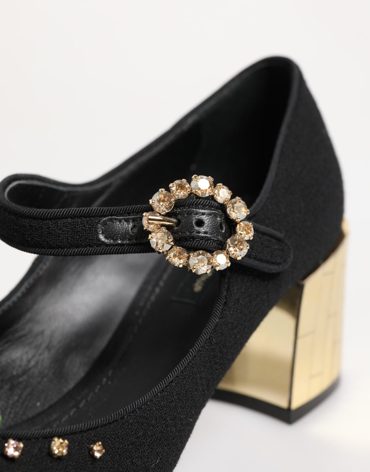 Dolce & Gabbana Black Flower Crystal Embellished Mary Jane Shoes - Eljoys Fashion 