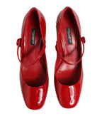 Dolce & Gabbana Red Leather DG Logo Heels Sandals Shoes - Eljoys Fashion 