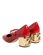 Dolce & Gabbana Red Leather DG Logo Heels Sandals Shoes - Eljoys Fashion 