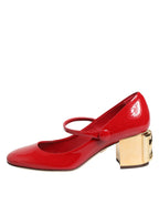 Dolce & Gabbana Red Leather DG Logo Heels Sandals Shoes - Eljoys Fashion 