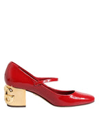Dolce & Gabbana Red Leather DG Logo Heels Sandals Shoes - Eljoys Fashion 