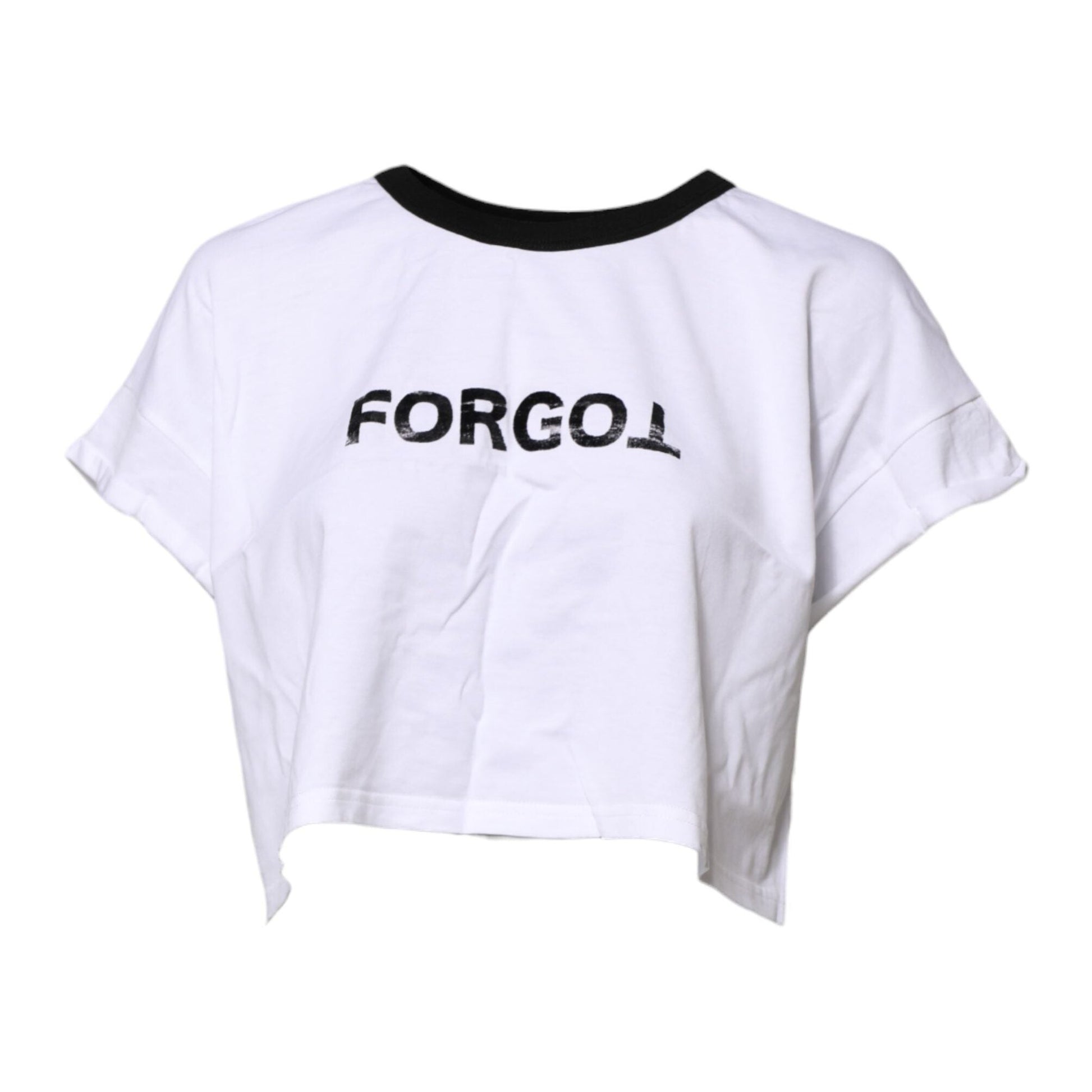 Dolce & Gabbana White Cotton Crew Neck Cropped Top T-shirt