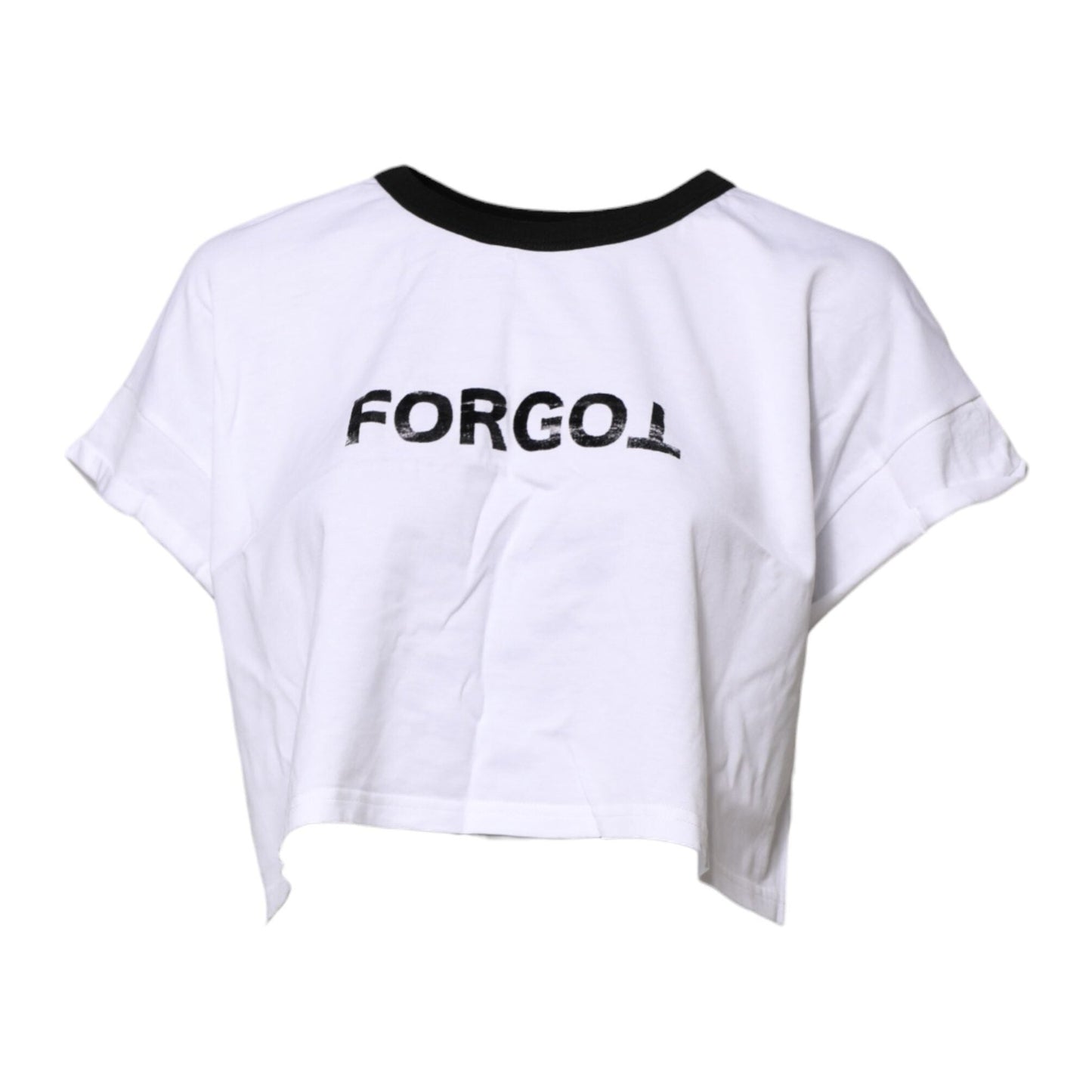 Dolce & Gabbana White Cotton Crew Neck Cropped Top T-shirt