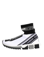 Dolce & Gabbana White Black Sorrento Socks Sneakers Shoes - Eljoys Fashion 