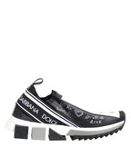 Dolce & Gabbana Black White Sorrento Low Top Sneakers Shoes - Eljoys Fashion 