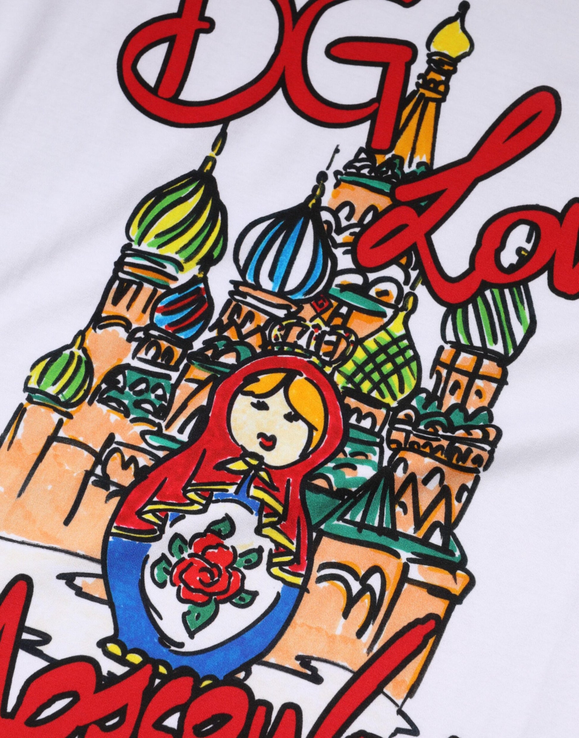 Dolce & Gabbana White DG Loves Moscow Cotton Crew Neck T-shirt Dolce & Gabbana