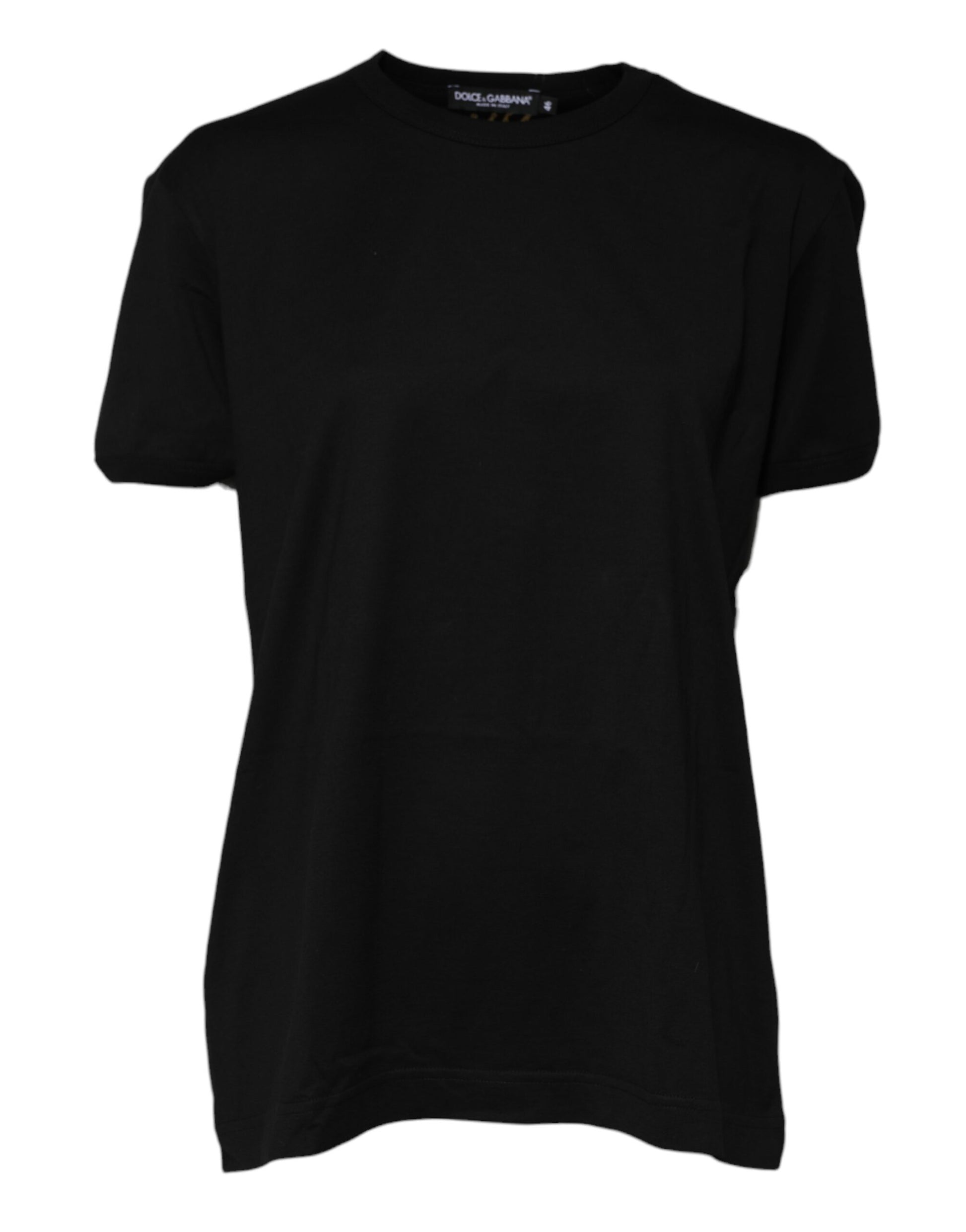 Dolce & Gabbana Black Cotton Goodluck Tee Crew Neck T-shirt Dolce & Gabbana