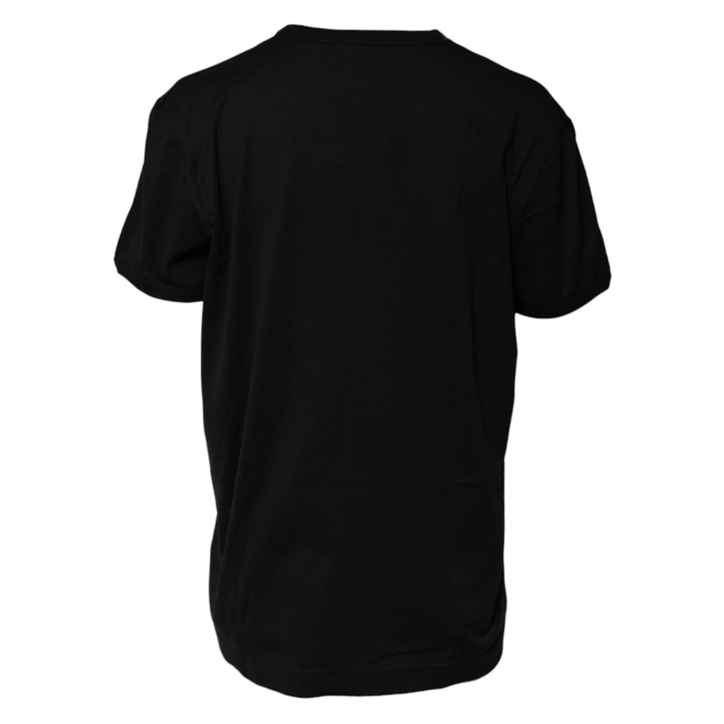 Dolce & Gabbana Black Cotton Goodluck Tee Crew Neck T-shirt
