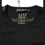 Dolce & Gabbana Black Cotton Goodluck Tee Crew Neck T-shirt