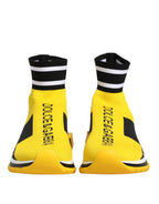 Dolce & Gabbana Yellow Black Sorrento Socks Sneakers Shoes - Eljoys Fashion 