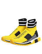 Dolce & Gabbana Yellow Black Sorrento Socks Sneakers Shoes - Eljoys Fashion 