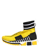 Dolce & Gabbana Yellow Black Sorrento Socks Sneakers Shoes - Eljoys Fashion 