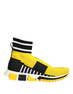 Dolce & Gabbana Yellow Black Sorrento Socks Sneakers Shoes - Eljoys Fashion 