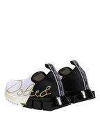 Dolce & Gabbana White Black Low Top Sorrento Sneakers Shoes - Eljoys Fashion 