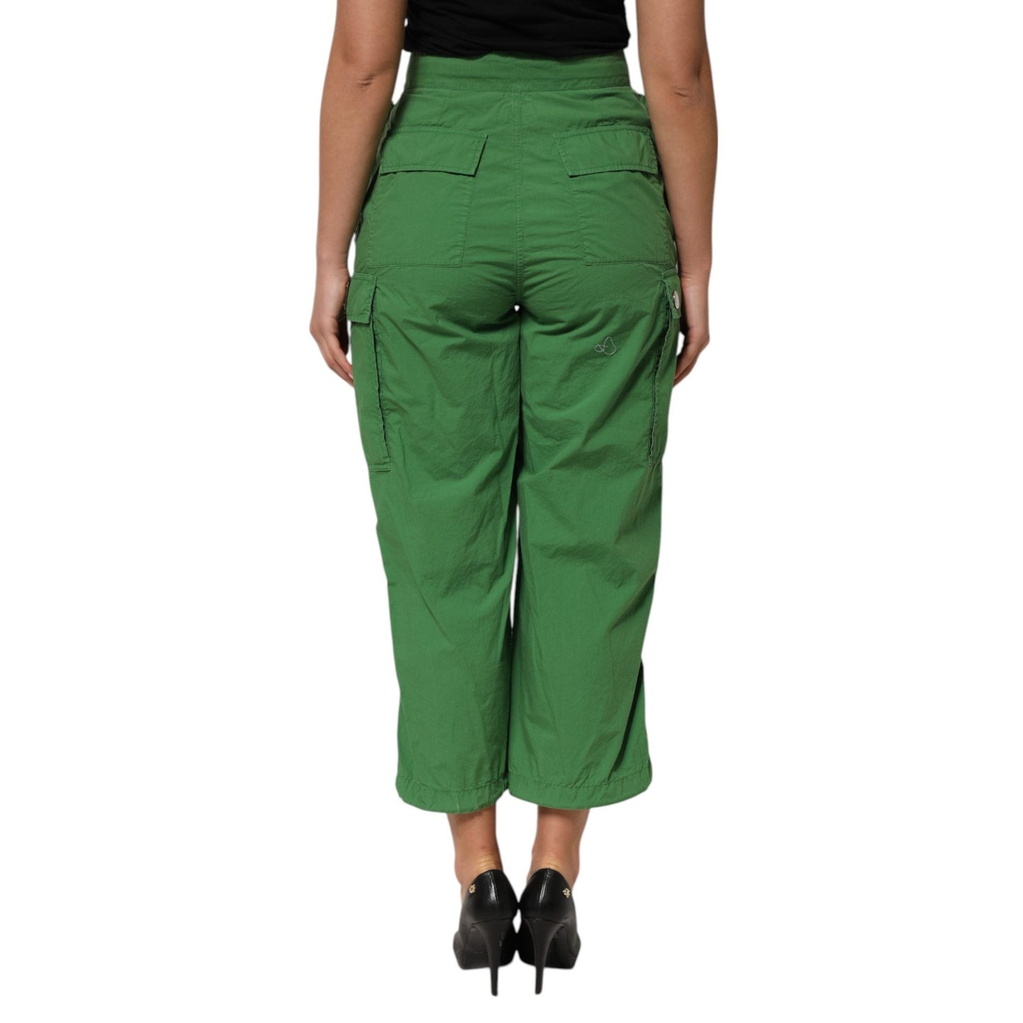 Dolce & Gabbana Green Cotton High Waist Cargo Trouser Pants