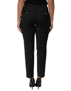 Dolce & Gabbana Black Polyester Tapered Women Trouser Pants - Eljoys Fashion 