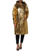 Dolce & Gabbana Gold Hooded Long Sleeves Trench Coat Jacket - Eljoys Fashion 