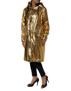 Dolce & Gabbana Gold Hooded Long Sleeves Trench Coat Jacket - Eljoys Fashion 