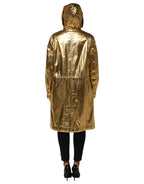 Dolce & Gabbana Gold Hooded Long Sleeves Trench Coat Jacket - Eljoys Fashion 