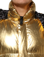 Dolce & Gabbana Gold Hooded Puffer Quilted Full Zip Jacket - Eljoys Fashion 