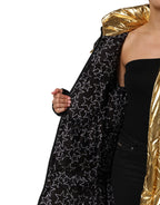 Dolce & Gabbana Gold Hooded Puffer Quilted Full Zip Jacket - Eljoys Fashion 