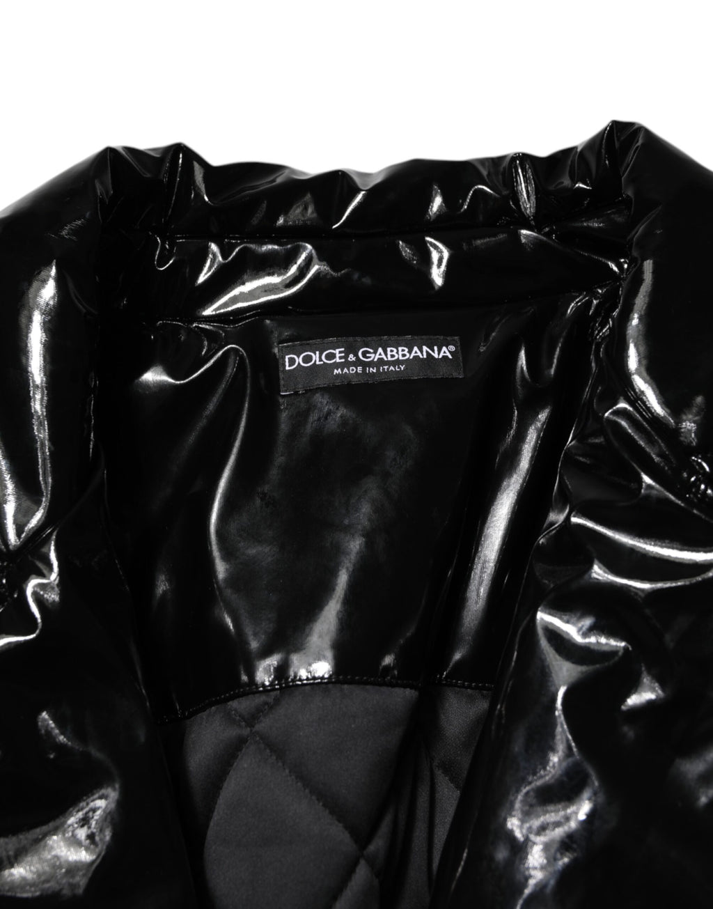 Dolce & Gabbana Polyester Black Quilted Puffer Coat Jacket
