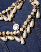 Dolce & Gabbana Blue Cotton Denim Crystal Embellished Jacket - Eljoys Fashion 