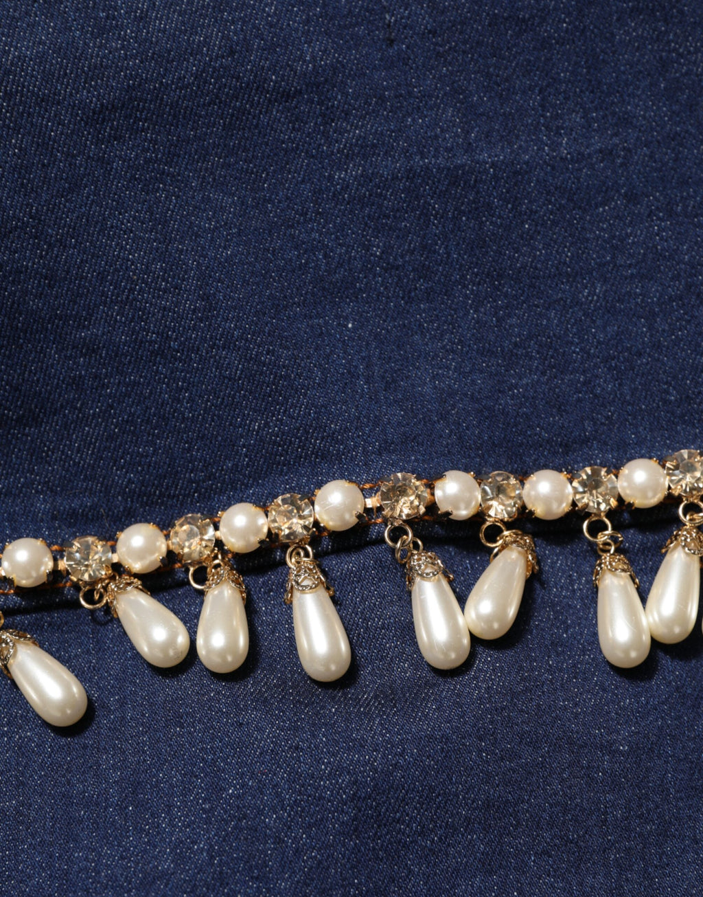 Dolce & Gabbana Blue Cotton Denim Crystal Embellished Jacket - Eljoys Fashion 