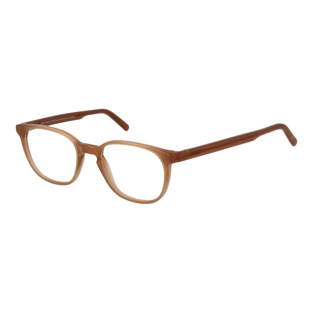 Orange acetate eyeglass frames by Andy Wolf, showcasing stylish design and vibrant color for fashion-forward eyewear.
