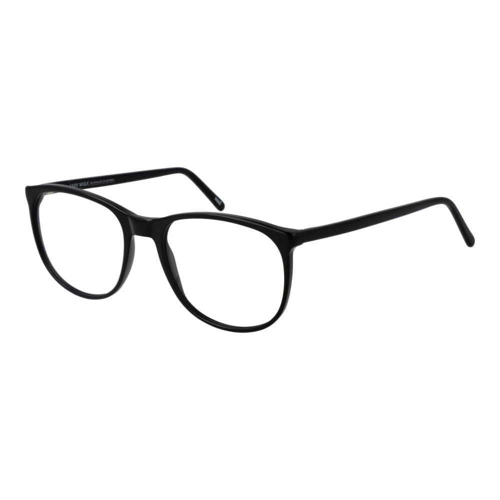 Andy Wolf black acetate eyeglass frames with clear lenses, stylish and modern eyewear accessory.
