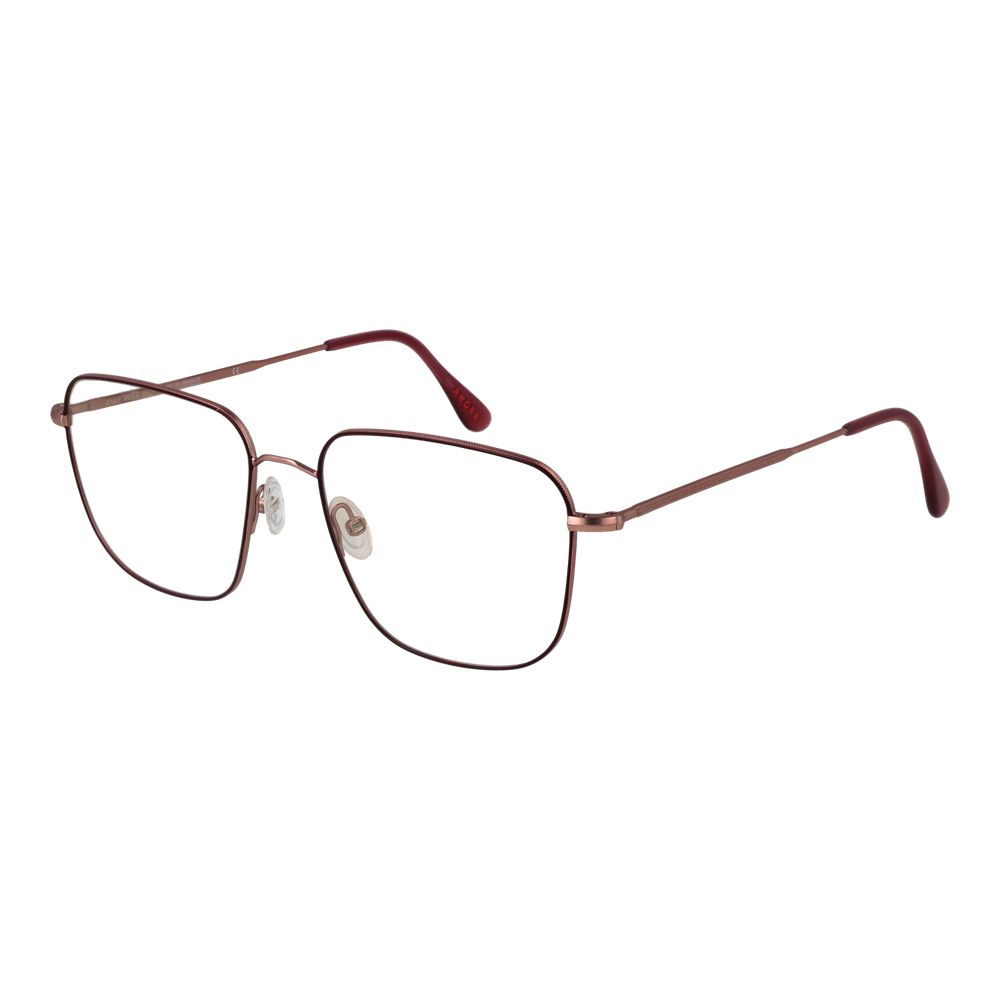 Andy Wolf Burgundy metal glasses frames with sleek design and thin temples, showcasing a modern eyewear style.