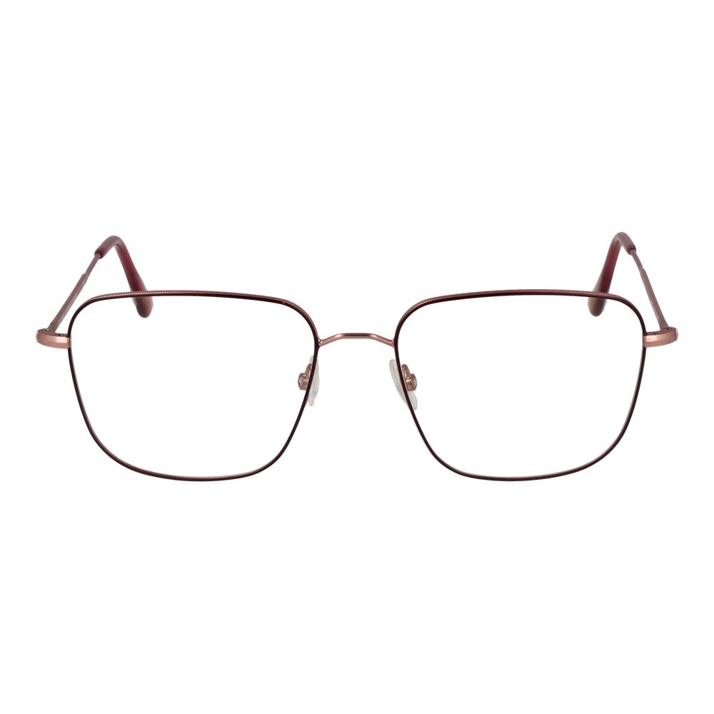 Andy Wolf Burgundy metal glasses frames with sleek design and clear lenses, showcasing modern eyewear style.